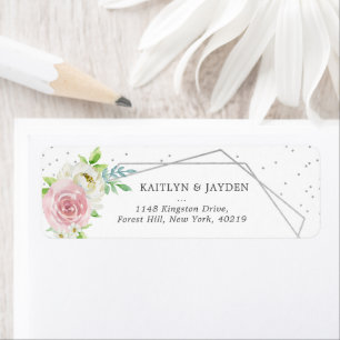 Chic Geometric Silver Foil Floral Wedding Etiket