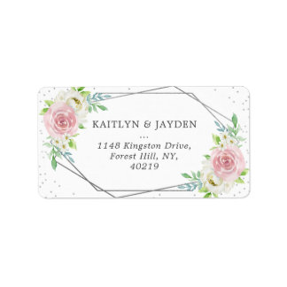 Chic Geometric Silver Foil Floral Wedding Etiket
