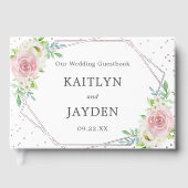 Chic Geometric Silver Foil Floral Wedding Gastenboek (Voorkant)
