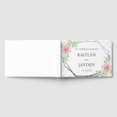 Chic Geometric Silver Foil Floral Wedding Gastenboek (Volledig)