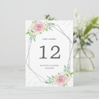 Chic Geometric Silver Foil Floral Wedding Kaart