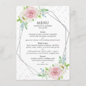 Chic Geometric Silver Foil Floral Wedding Menu (Voorkant)