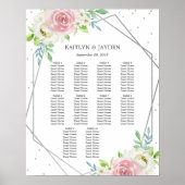Chic Geometric Silver Foil Floral Wedding Poster (Voorkant)
