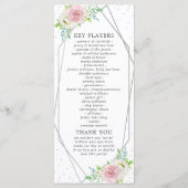 Chic Geometric Silver Foil Floral Wedding Programma (Achterkant)