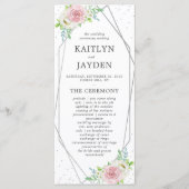 Chic Geometric Silver Foil Floral Wedding Programma (Voorkant)