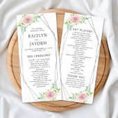 Chic Geometric Silver Foil Floral Wedding Programma