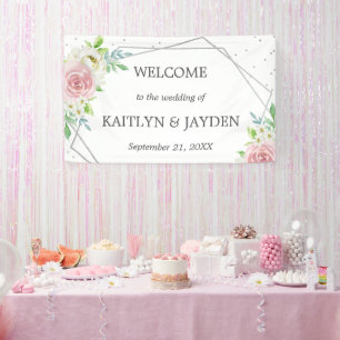 Chic Geometric Silver Foil Floral Wedding Spandoek