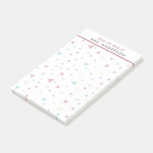 Chic Geometric Triangle en Swirls Teacher's Post-it® Notes (Schuin)