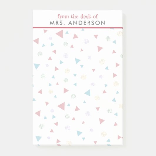 Chic Geometric Triangle en Swirls Teacher's Post-it® Notes (Voorkant)