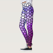 Chic geometrisch Paarse en wit Leggings (Links)