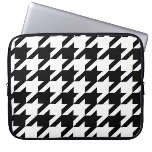 chic geometrisch zwart-wit geluidsdieptepatroon laptop sleeve
