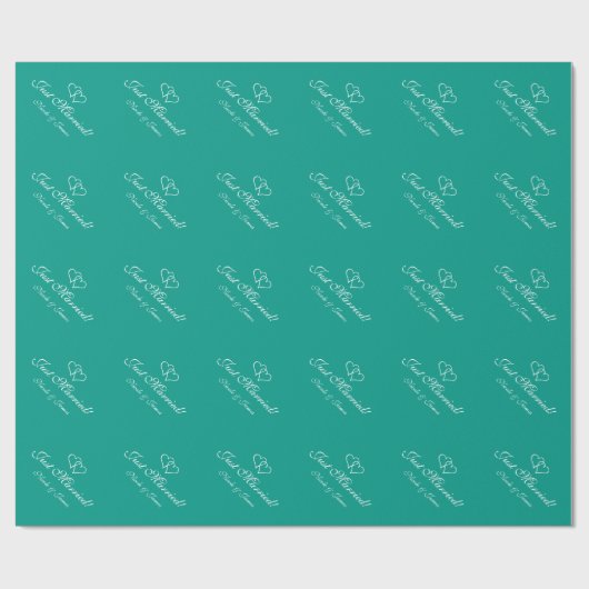 Chic gepersonaliseerd turkooise bruiloft wrappingp cadeaupapier (Vlak)