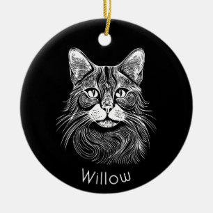 Chic gepersonaliseerde Hand getekend zwart & wit Keramisch Ornament