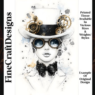 Chic Gesofisticeerde Steampunk Vrouw Q4 Decoupage Tissuepapier