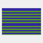 Chic gestreept gras groen en blauw inpakpapier (Voorkant)