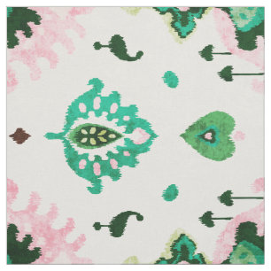 Chic-getextureerd groen en roze ikatribpatroon stof