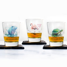 Chic Gift Waterverf Roze Flamingo - Scheerglas Shot Glas