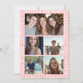 Chic Gingham Christmas Custom 9 Photo Collage rood Feestdagenkaart (Achterkant)