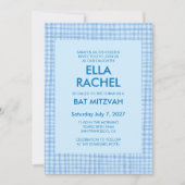 Chic Gingham Modern Custom QR CODE Bat Bar Mitzvah Kaart (Voorkant)