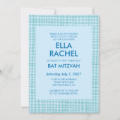 Chic Gingham Modern Custom QR CODE Bat Bar Mitzvah Kaart (Voorkant)