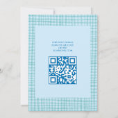 Chic Gingham Modern Custom QR CODE Bat Bar Mitzvah Kaart (Achterkant)