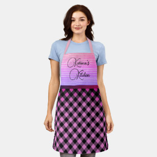 Chic Gingham Pink gepersonaliseerd Schort
