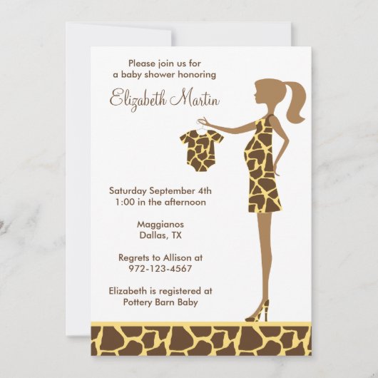 Chic Giraffe Imprimer Baby shower Invitation (Devant)