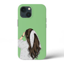 Chic Girl Art avec Soft Green Arrière - plan Coque