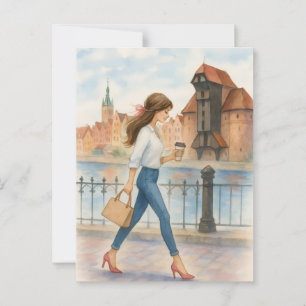 Chic Girl in Gdansk, Polen Briefkaart