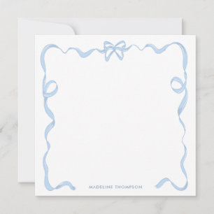Chic Girly Baby Blue Bow Ribbon Lijst Notitiekaartje