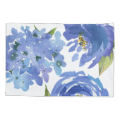 Chic Girly Blue Floral Peonies Hydrangeas Kussensloop (Achterkant-Links)