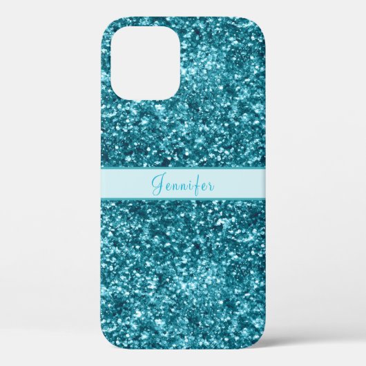 Chic Girly Blue Glitter Name Design Case-Mate iPhone Case (Achterkant)