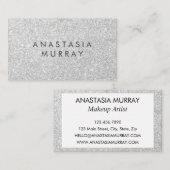 Chic, Girly en Glam Grey Silver Glitter Sparkles Visitekaartje (Voorkant / Achterkant)