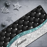 Chic girly faux parties scintillant argent noir tu<br><div class="desc">Chic poutre faux parties scintillant argent noir turquoise monogramme mat bureau. Ajoutez une touche de parties scintillant et de glamour à votre bureau ou dortoir avec ce tapis de bureau élégant. Pour le rendre plus spécial, il est également monogrammé et personnalisé avec le nom ou les initiales. cliquez sur le...</div>