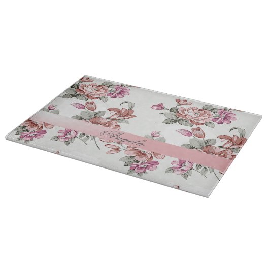  Chic Girly Flowers-Personalized Snijplank (Hoek)