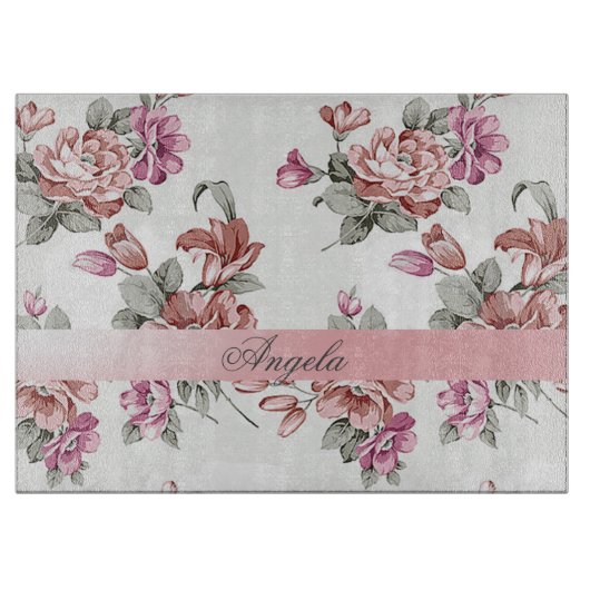  Chic Girly Flowers-Personalized Snijplank (Voorkant)
