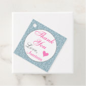 Chic Girly Glam roze Light Blue Glitter Dank je Bedankjes Labels (In situ)