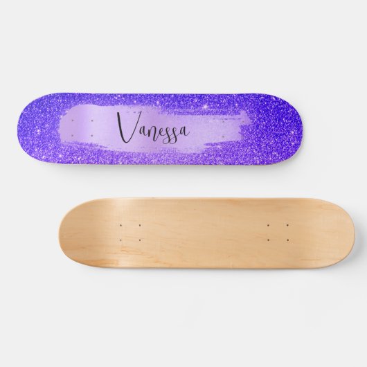 Chic Girly Glitter Personalized Skateboard (Horizontaal)