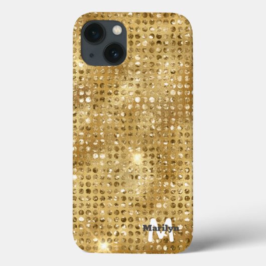 Chic Girly Gold Diamond Glitter Monogram Naam Case-Mate iPhone Case (Achterkant)