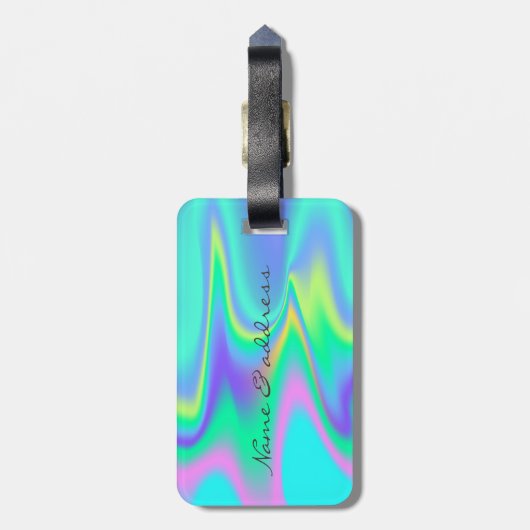 Chic Girly Hearts, holografisch- Gepersonaliseerd Bagagelabel (Achterkant verticaal)