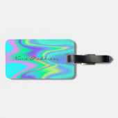 Chic Girly Hearts, holografisch- Gepersonaliseerd Bagagelabel (Achterkant horizontaal)