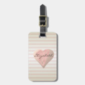 Chic Girly Hearts, Stripes - Gepersonaliseerd Bagagelabel (Voorkant verticaal)