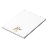 Chic Girly Modern White Gold Name Script Monogram Notitieblok (Gedraaid)