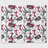 Chic Girly Paris Mode Cadeaupapier (Vlak)