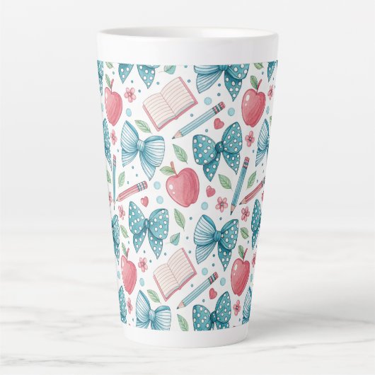 Chic Girly Pattern Teacher Latte Mok (Voorkant)