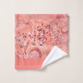 Chic Girly Peach Pink Flowers Monogram Bad Handdoek (Wasdoekje)