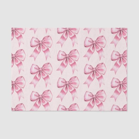 Chic Girly Pink Bows Verjaardag Tissuepapier (Voorkant)