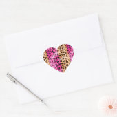 Chic Girly Pink Cream Leopard Print Hart Sticker (Envelop)