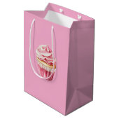 Chic Girly Pink Cupcake Birthday Medium Cadeauzakje (Achterkant Gekanteld)