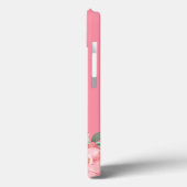 Chic Girly Pink Floral Monogram Name Case-Mate iPhone Case (Achterkant / Links)